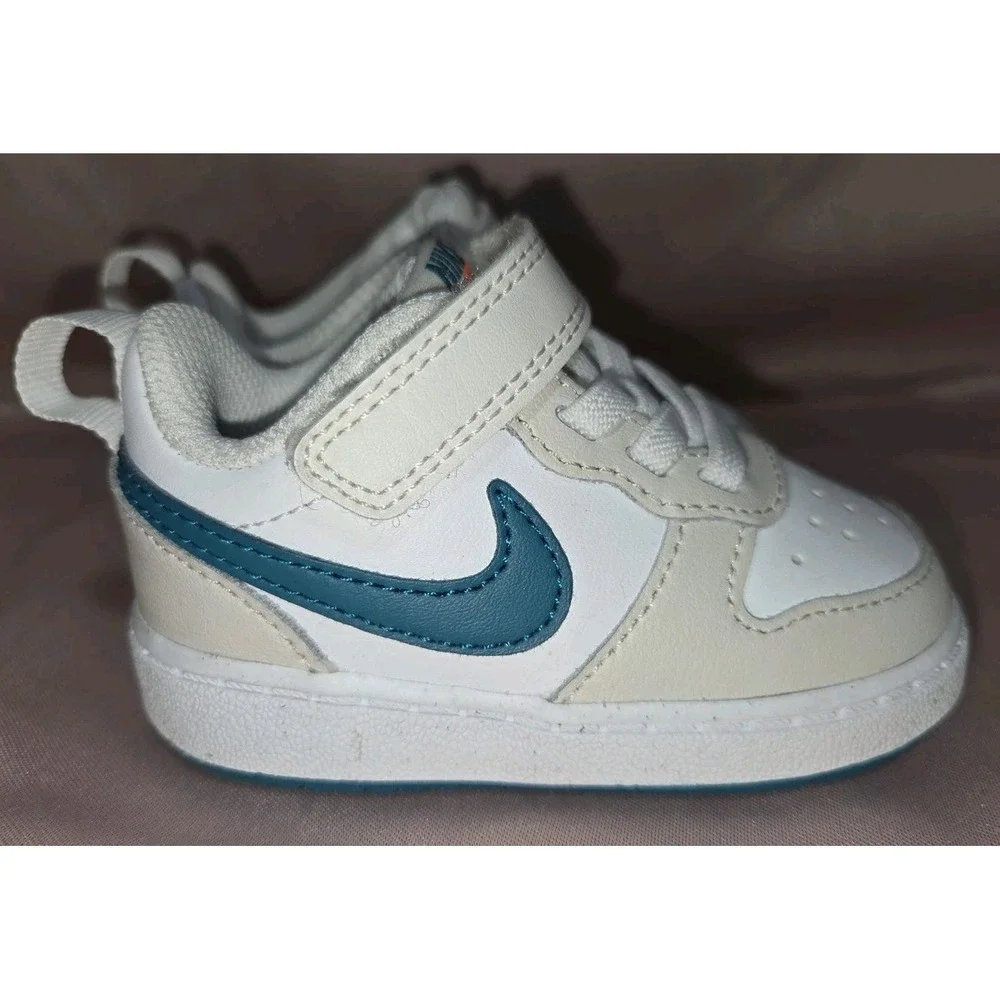 NIKE Court Borough Low 2 SE Summit White/Valerian Blue Baby Sz 3.5